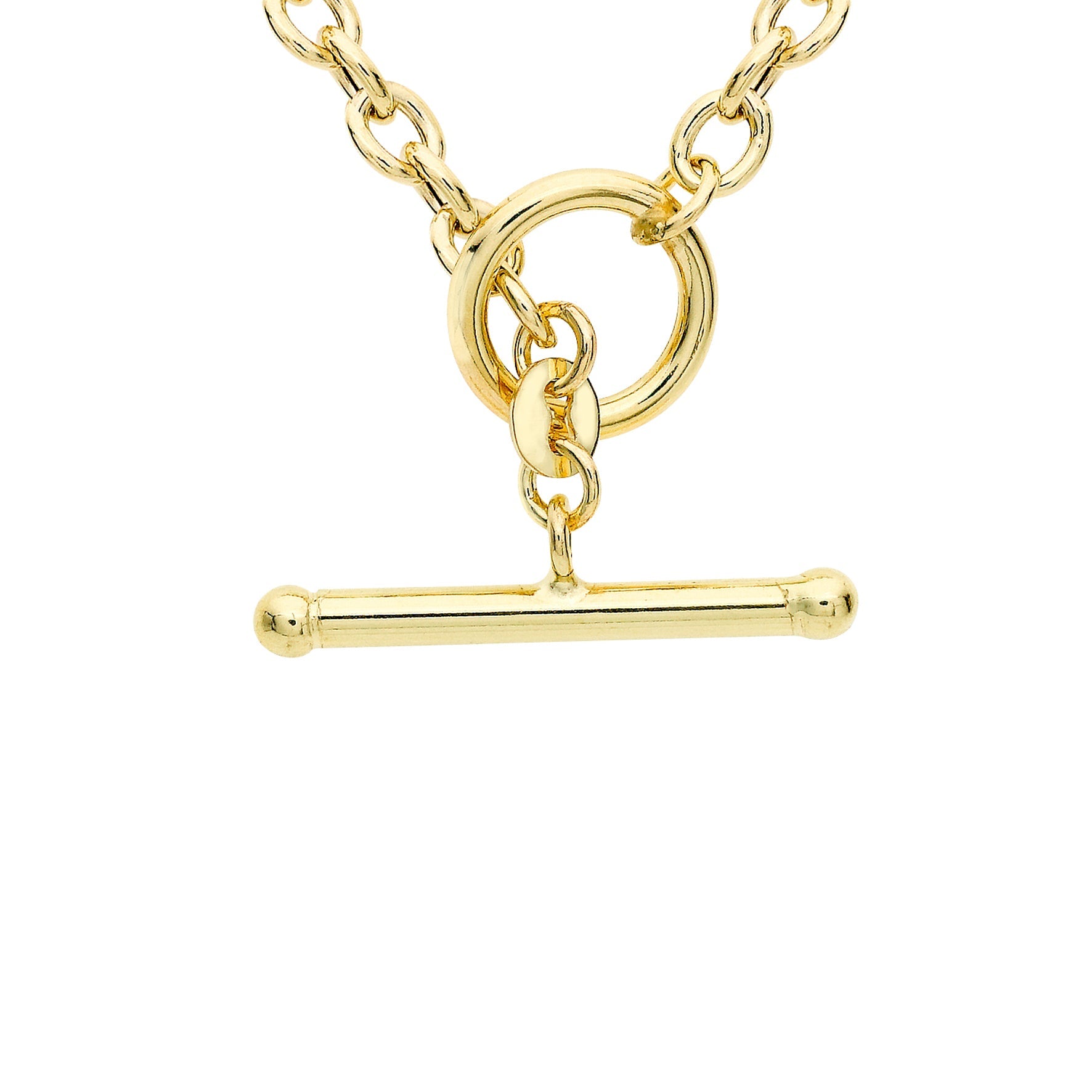 Glow 9K Gold  Oval Belcher T-Bar Necklace 45cm