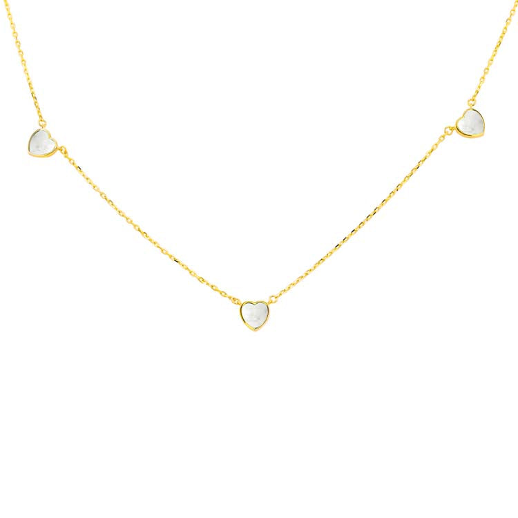 9K Yellow Gold Heart Necklace Elegant Malachite Pendant Jewelry