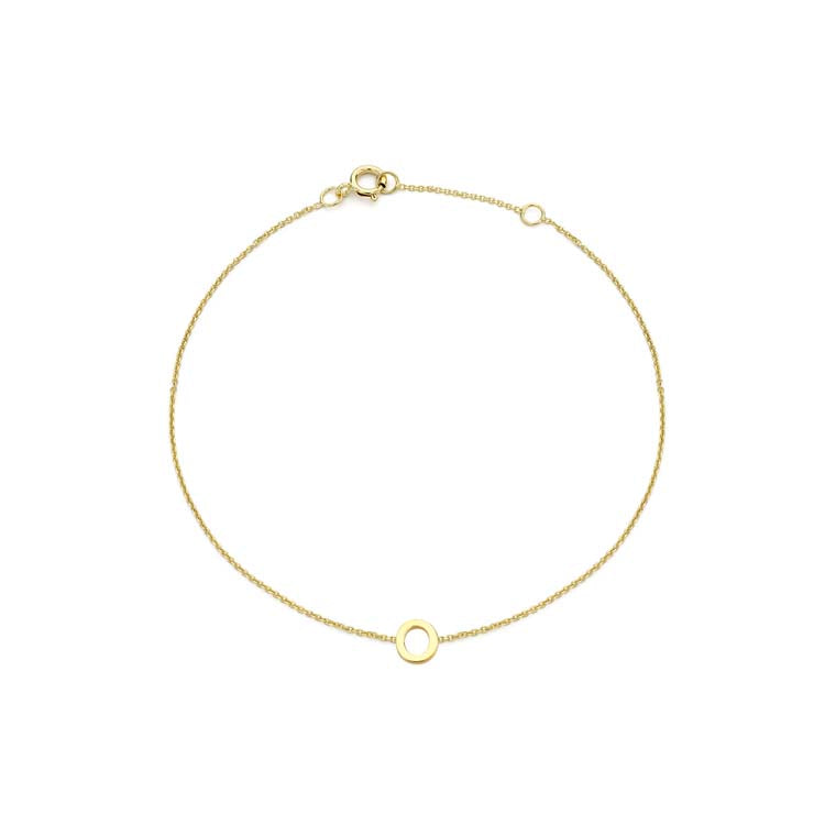 9K Yellow Gold Initial O Bracelet Elegant Personalized Jewelry Gift