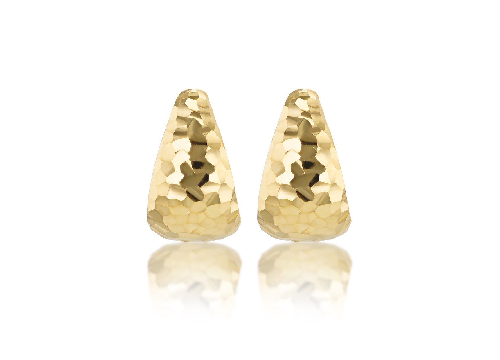 9K Yellow Gold J Shape Stud Earrings Stylish Contemporary Design