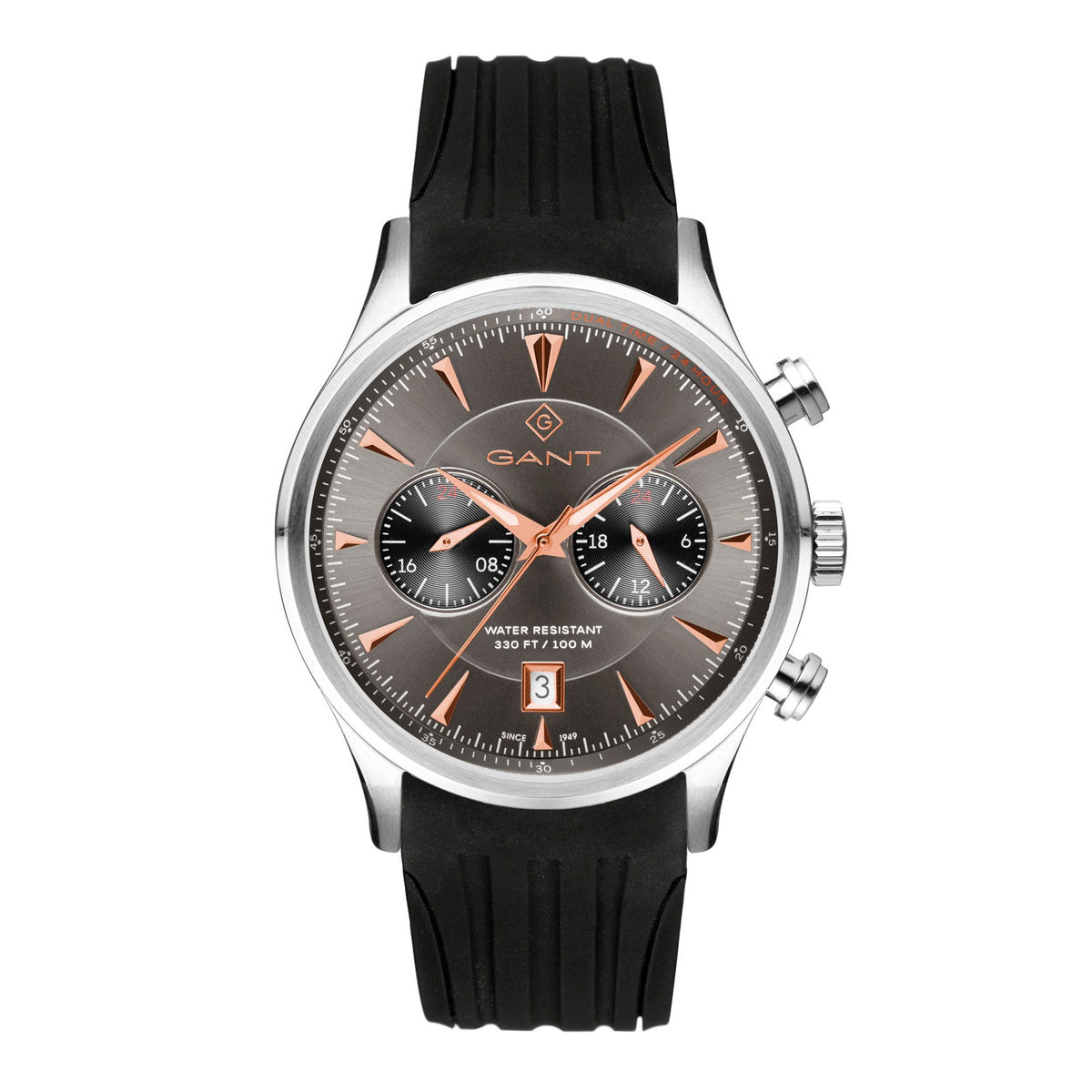 Gant Spencer 43mm Grey Dial and Black Rubber Strap Watch