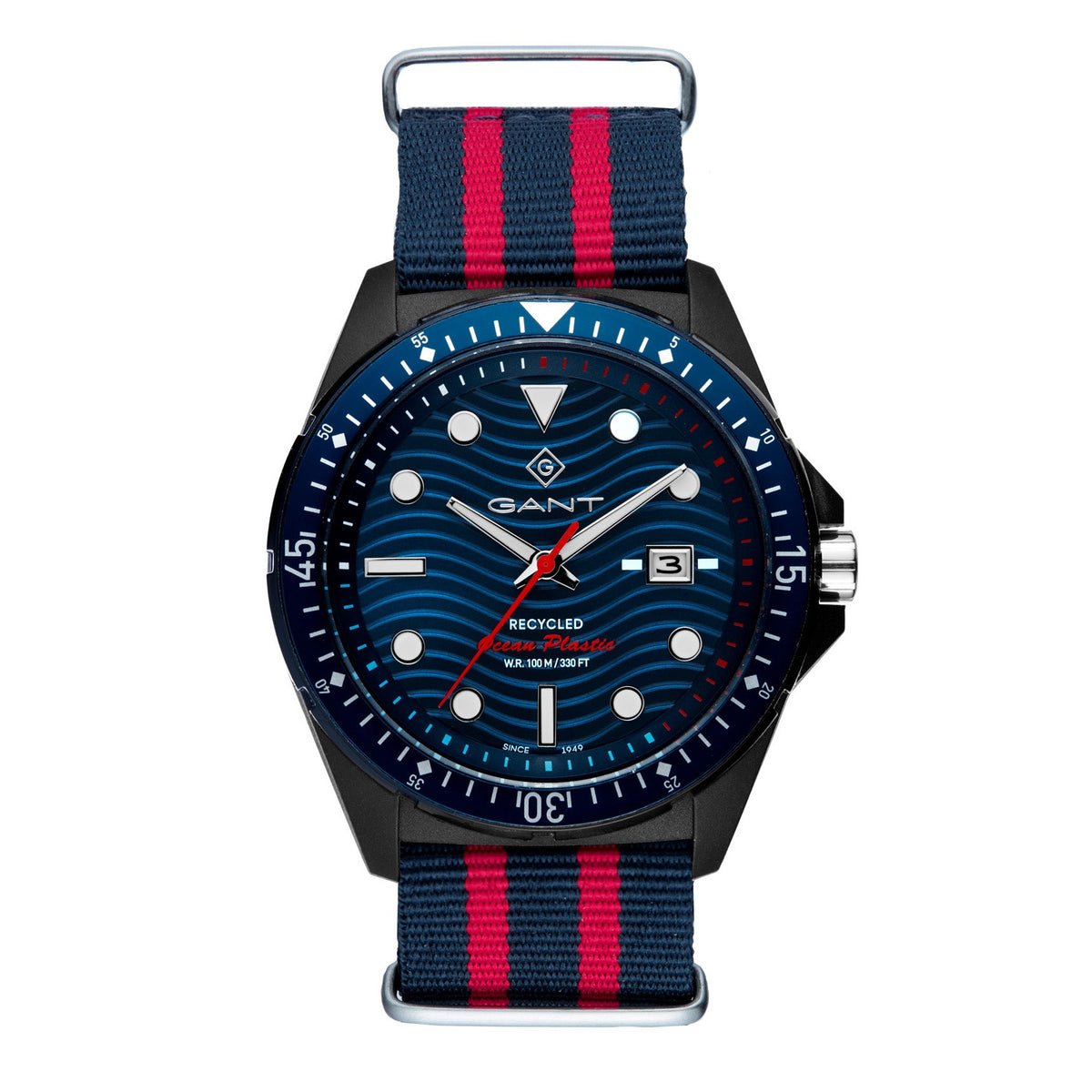 Gant ROP 45mm Blue Dial Red and Blue Ocean Plastic Nato Strap Watch