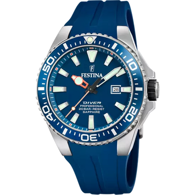 Festina F20664/1 Men's Watch with Sapphire Glass and Durable Blue Rubber Strap