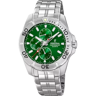 Festina Men's Elegant Stainless Steel Bracelet Watch with Green Dial F20445/7