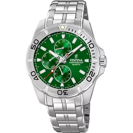 Festina Men's Elegant Stainless Steel Bracelet Watch with Green Dial F20445/7