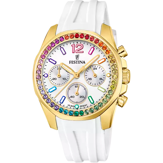 Festina Rainbow White Dial White Rubber Strap Women's Watch F20650/2
