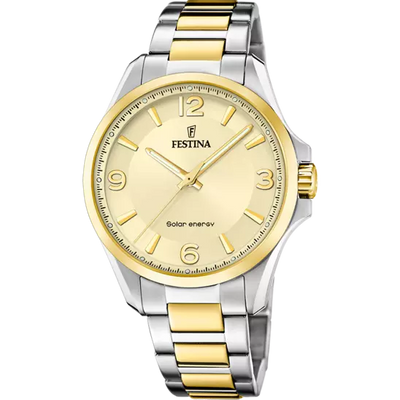 Festina Solar Energy Gold Dial Stainless Steel 316L Men's Watch F20657/2