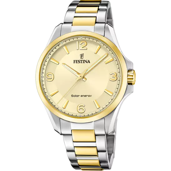 Festina Solar Energy Gold Dial Stainless Steel 316L Men's Watch F20657/2
