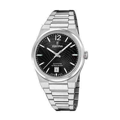 Festina Swiss Made Black Dial Stainless Steel Bracelet Women's Watch F20052/8