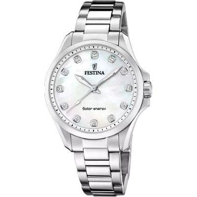 Festina Solar Energy Cream Dial Stainless Steel 316L Women's Watch F20654/1