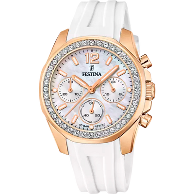 Festina Rainbow Silver Dial White Rubber Strap Women's Watch F20611/1