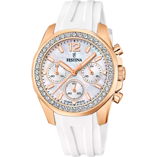 Festina Rainbow Silver Dial White Rubber Strap Women's Watch F20611/1