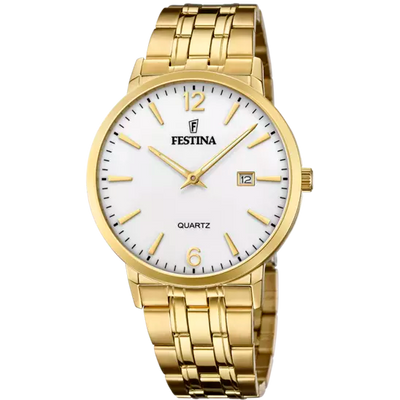 Festina F20513/2 Men's Elegance Gold Stainless Steel Watch with Silver Dial