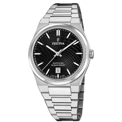 Festina Swiss Made Black Dial Stainless Steel Bracelet Men's Watch F20051/6