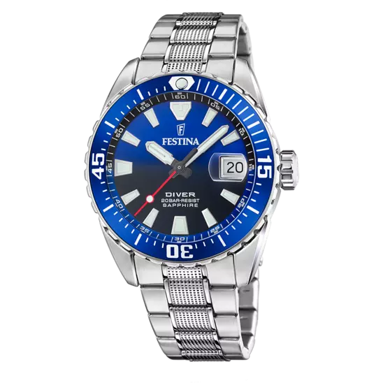 Festina Originals Men's Timepiece with Blue Dial and Stainless Steel Bracelet F20669/1