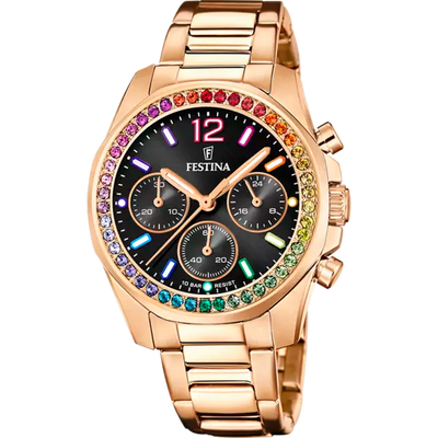 Festina Rainbow Black Dial Stainless Steel Strap Women's Watch F20639/3