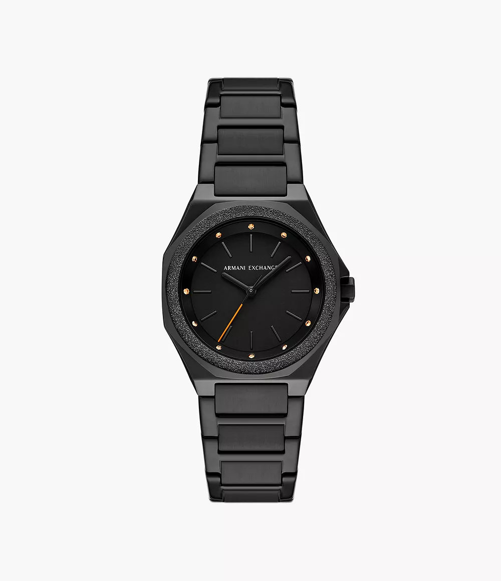 Armani Exchange Three Hand Black Stainless Steel Watch AX4621