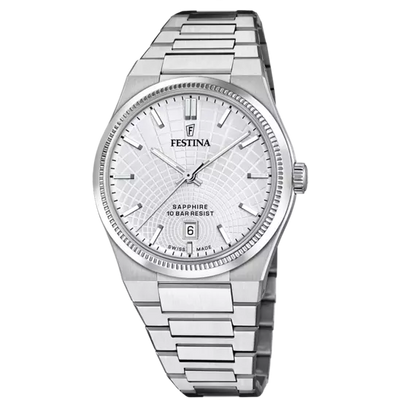 Festina Swiss Made Silver Dial Stainless Steel Bracelet Men's Watch F20051/1