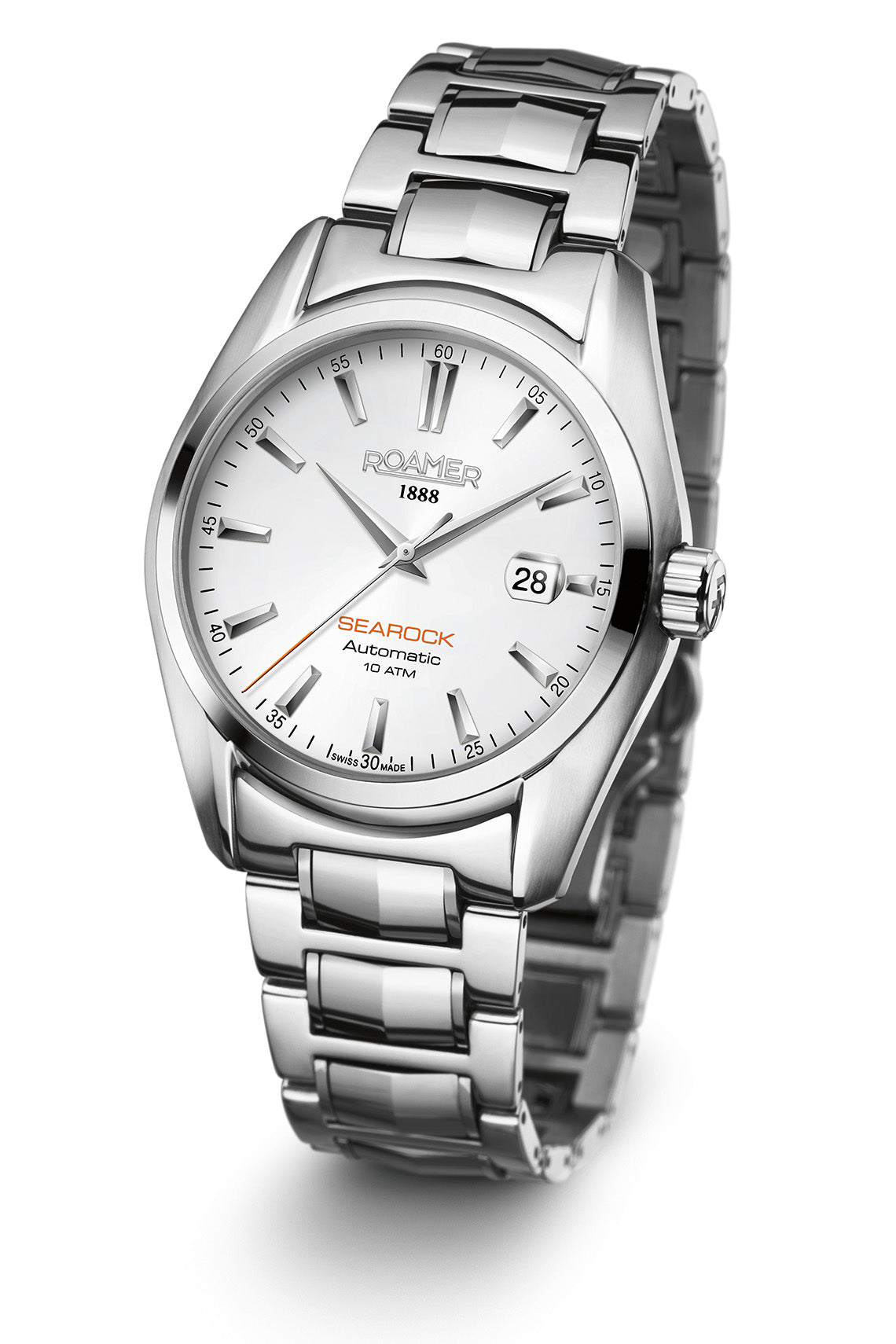 Roamer Searock 42mm White Dial Stainless Steel Strap Watch
