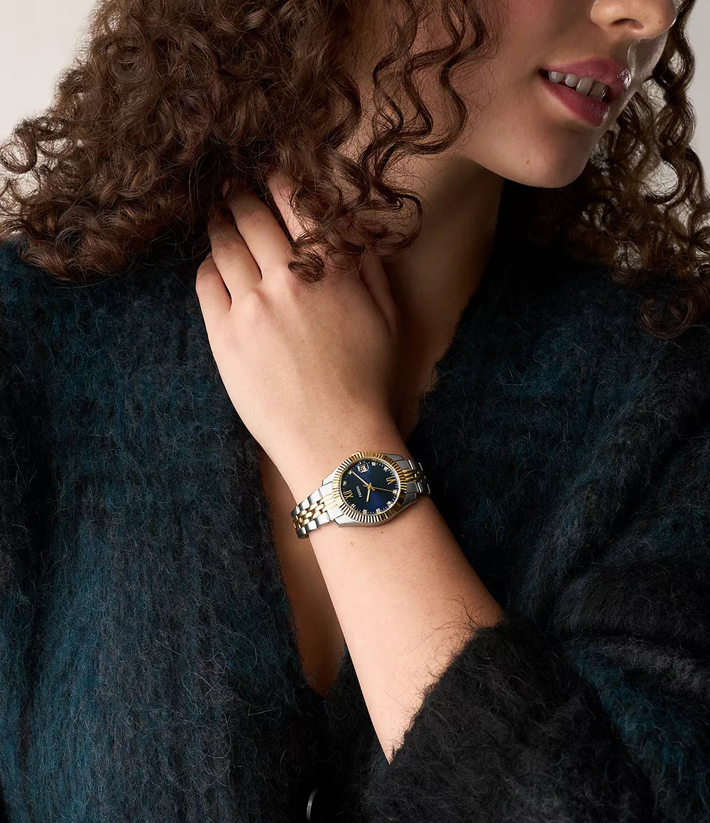 Fossil Scarlette Three Hand Two Tone Stainless Steel Watch ES5443