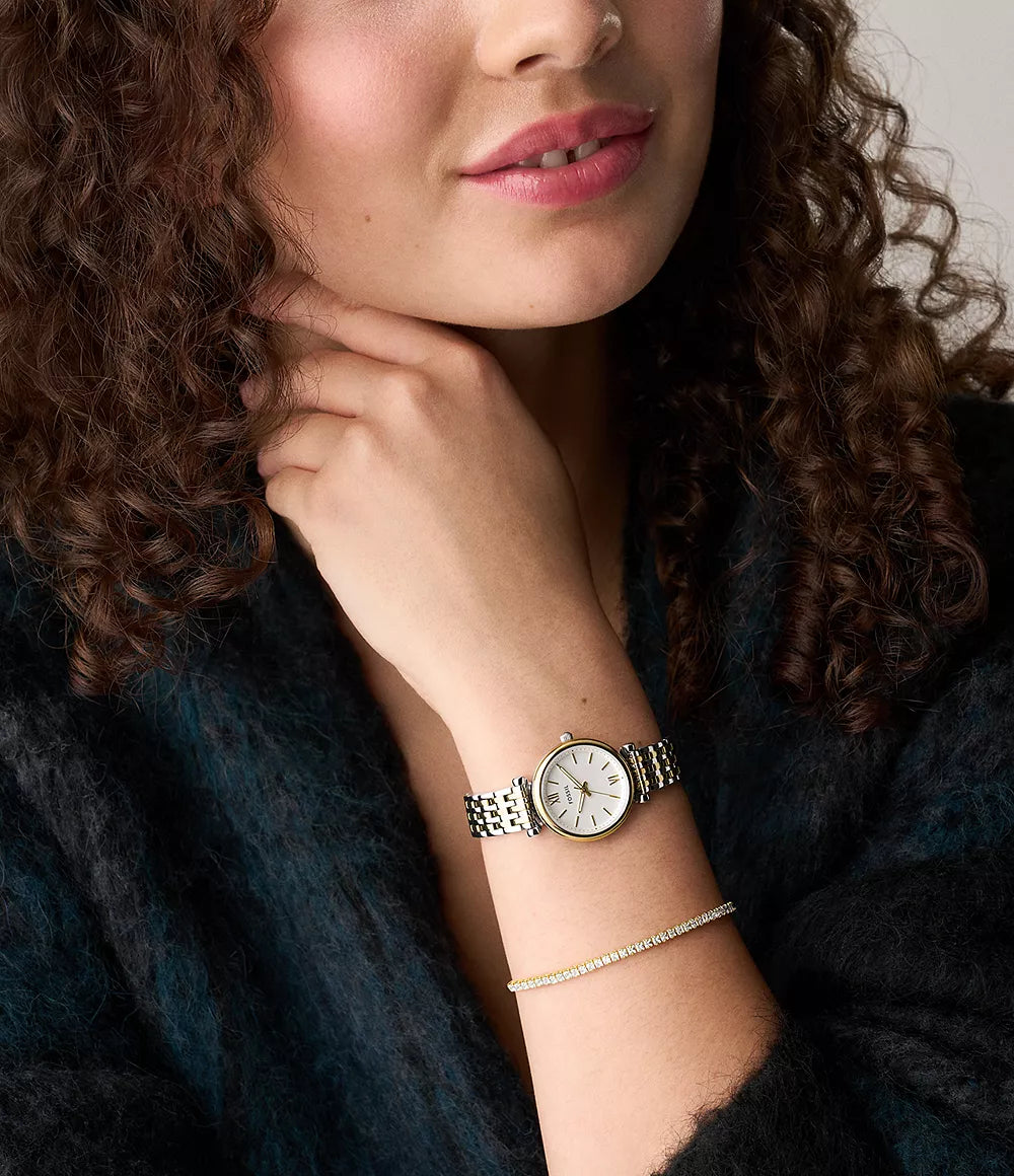 Fossil Carlie Three Hand Two Tone Stainless Steel Watch ES5450SET