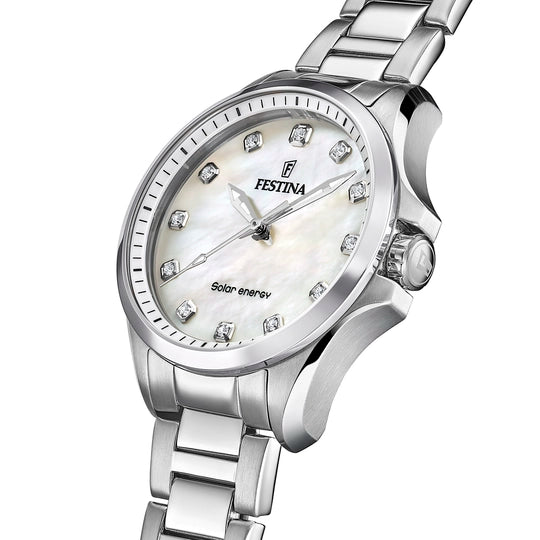 Festina Solar Energy Cream Dial Stainless Steel 316L Women's Watch F20654/1