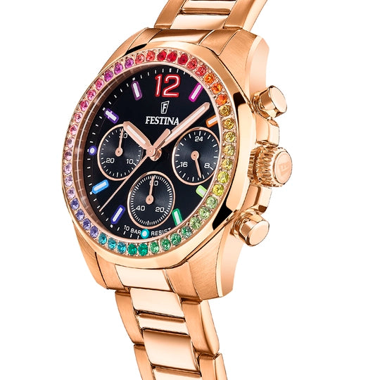 Festina Rainbow Black Dial Stainless Steel Strap Women's Watch F20639/3