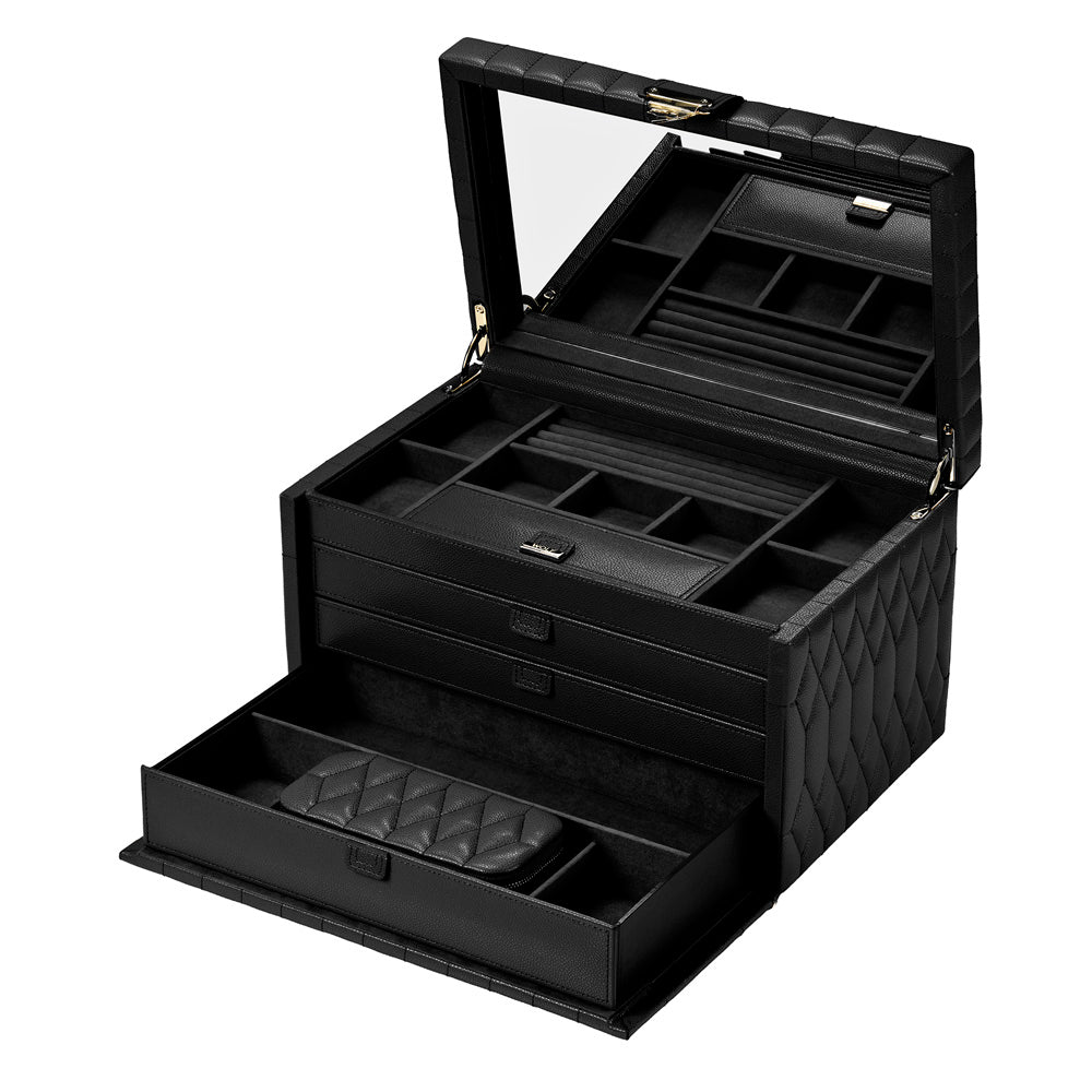 Wolf Lauren Large Jewellery Box in black recycled vegan leather