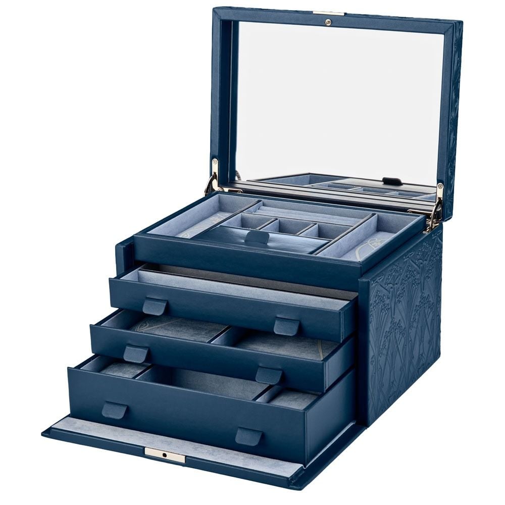 Wolf Liberty Large Jewellery Box Navy 381017