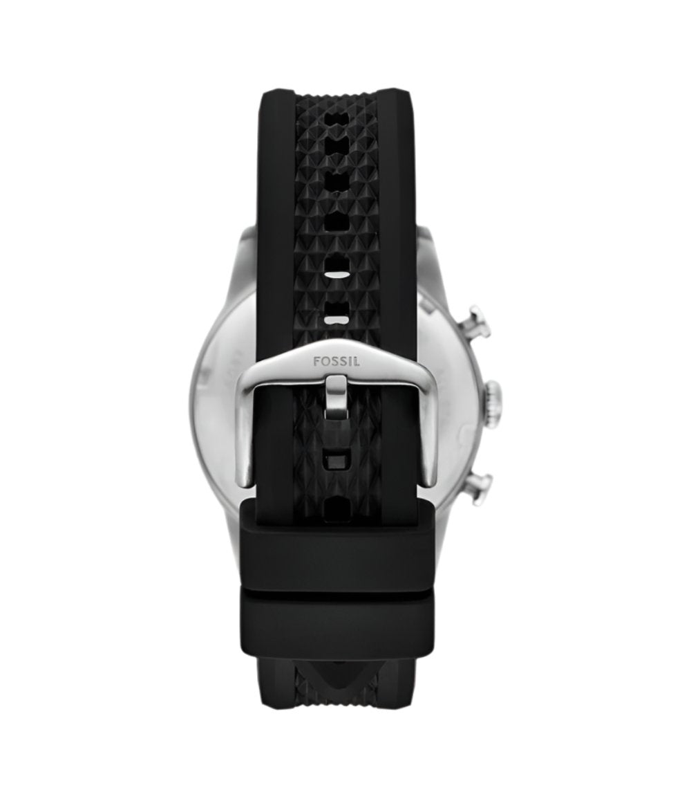 Fossil Sport Tourer Chronograph Black Silicone White Dial Watch FS6087