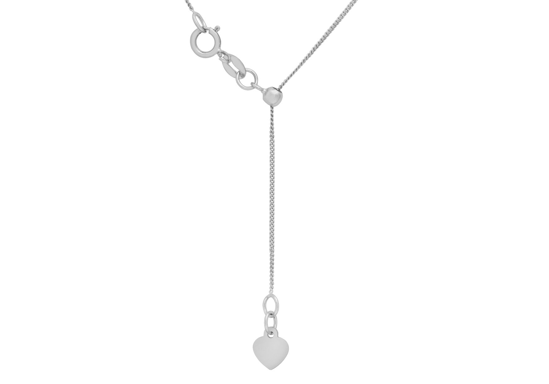 9K White Gold Adjustable Heart Necklace Elegant 56cm Chain