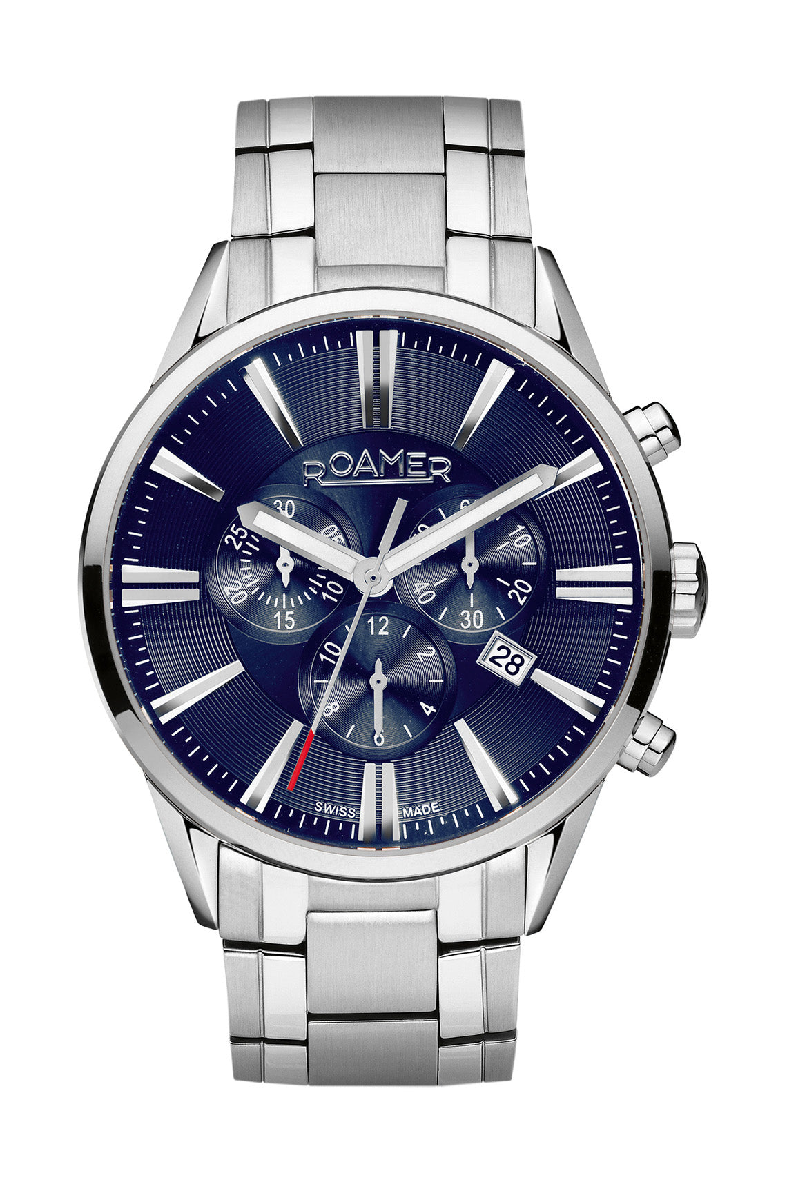 Roamer Superior Chronograph 44mm Blue Dial  Stainless Steel Strap Watch