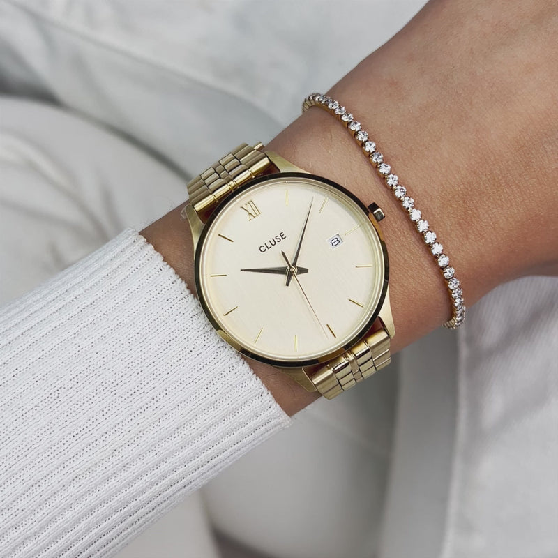 CLUSE Minuit Date Full Gold Link Watch CW14301