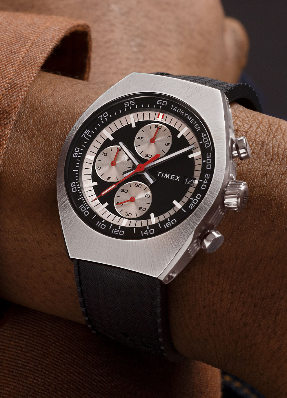 Timex Legacy Tonneau Chronograph 42mm Rubber Strap Watch TW2W64500