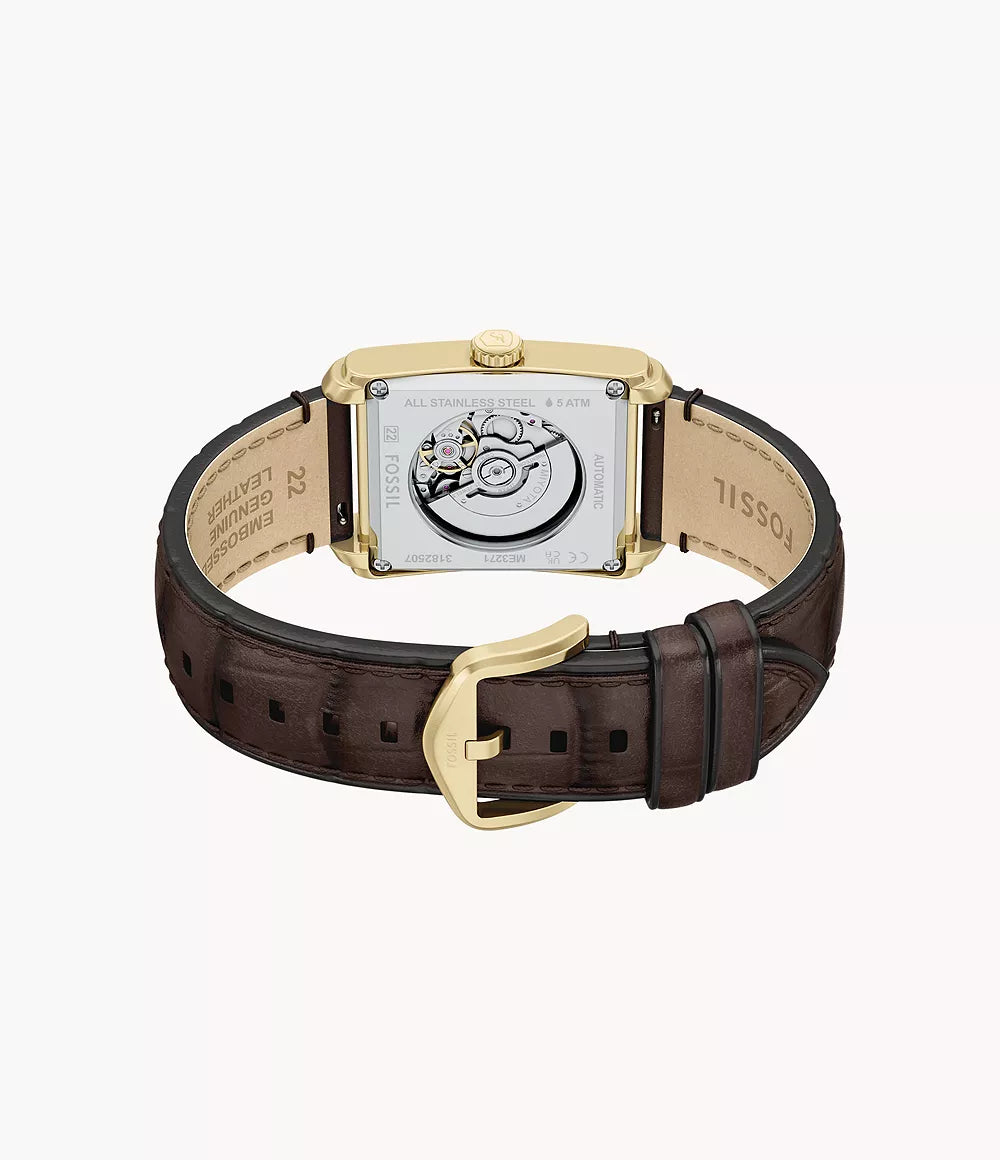 Fossil Carraway Automatic Brown Croco Leather Watch ME3271