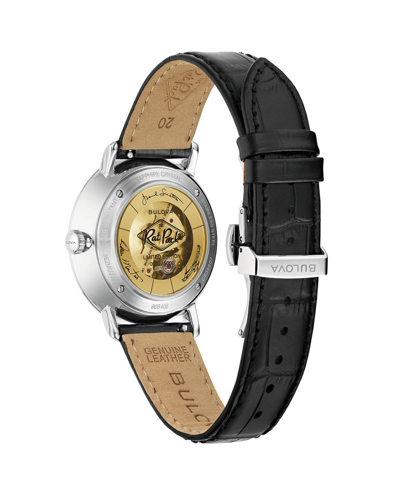Bulova Limited Edition Frank Sinatra Rat Pack Black Leather Watch 96B406