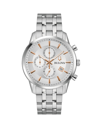 Bulova Classic Chronograph Stainless Steel Watch 96B411