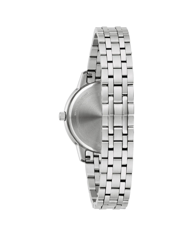 Bulova Ladies Timeless Quartz Watch with Silver Dial and Stainless Steel Bracelet 96M165