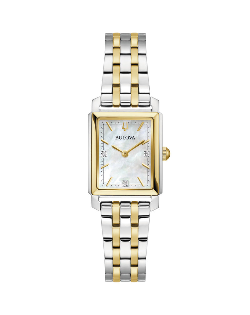 Bulova Timeless Elegance Stainless Steel Watch with White Dial Model 98P220