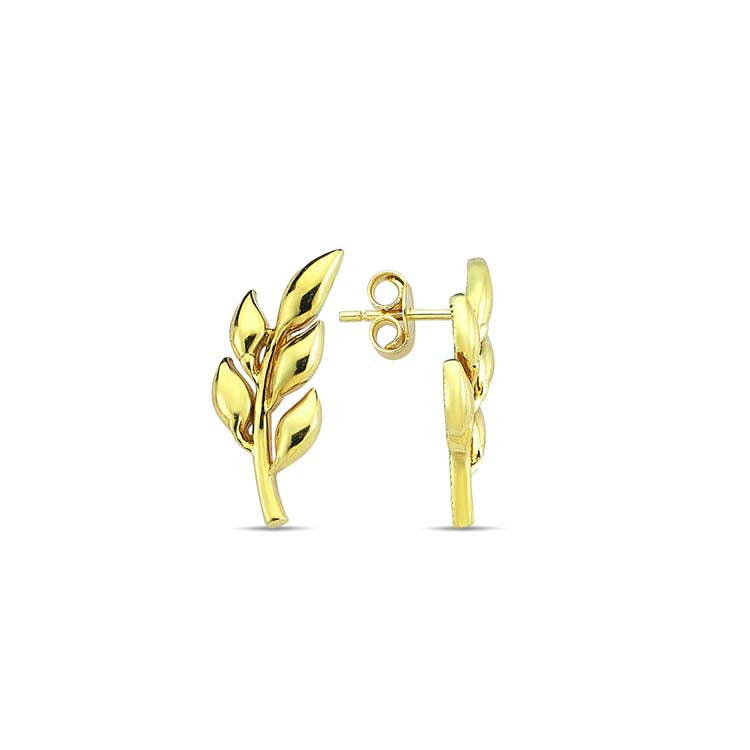 9K Yellow Gold Nature Stud Climber Earrings