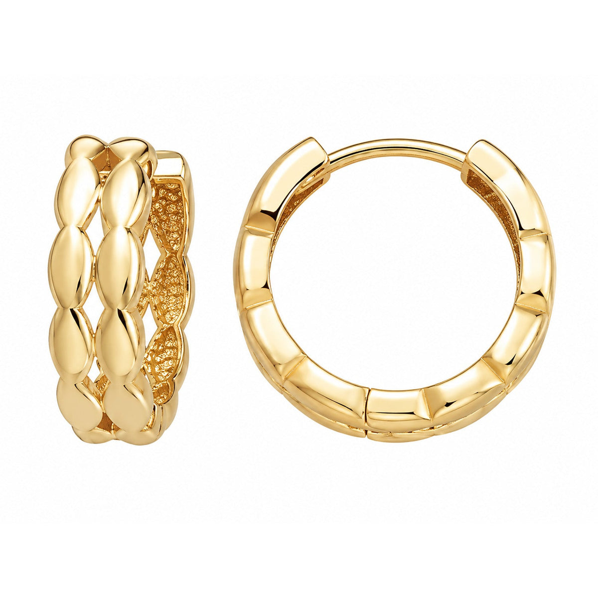 Fine Gold 9K Yellow Gold Dble Wave Huggie Earrings 9YE0162 9YE0162 front packshot