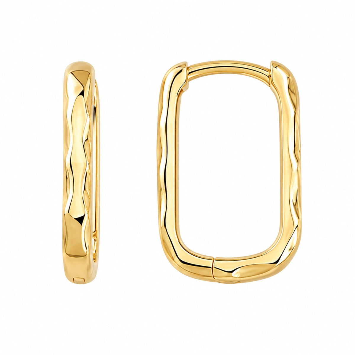 Fine Gold 9K Yellow Gold DC Rectangular Huggie Earrings 9YE3107 9YE3107 front packshot