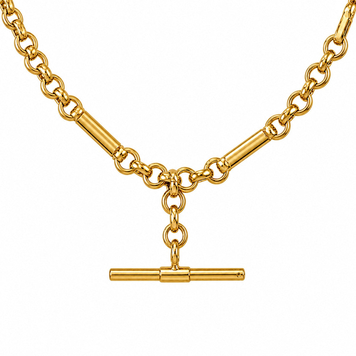 Fine Gold 9K Yellow Gold Heirloom Belcher FOB Necklace 45cm 9YN1696 9YN1696 front packshot