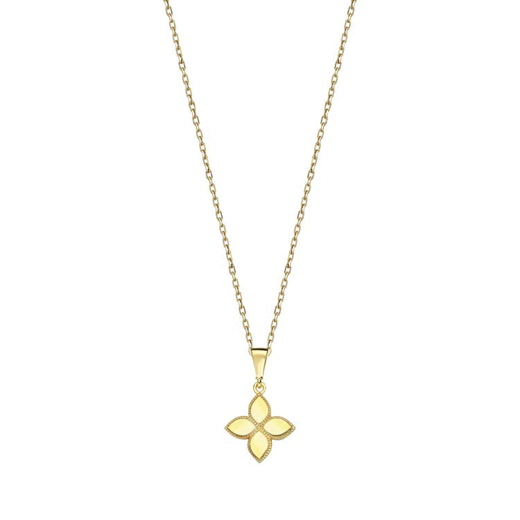 9K Yellow Gold Floral Necklace Elegant Petite Design for Women
