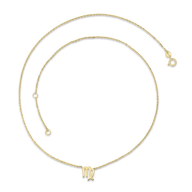9K Yellow Gold Virgo Zodiac Necklace Elegant Astrological Jewelry