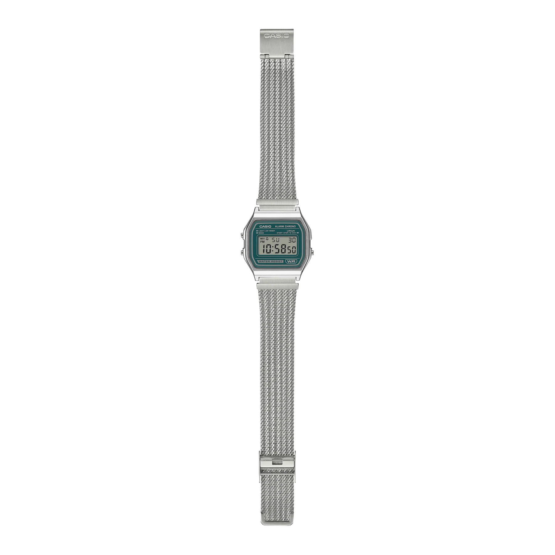 Casio Stainless Steel Digital Green Dial Watch A158WEA-3D