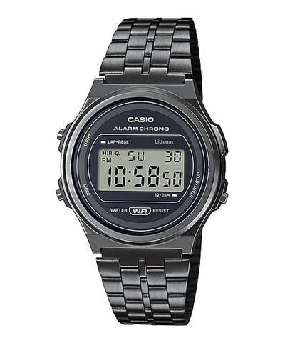 Casio Vintage Black Stainless Steel Band Watch A171WEGG-1A