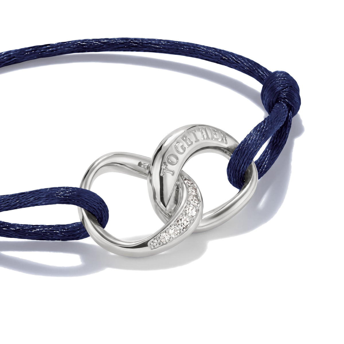 Thomas Sabo Textile bracelet Together dark blue with zirconia