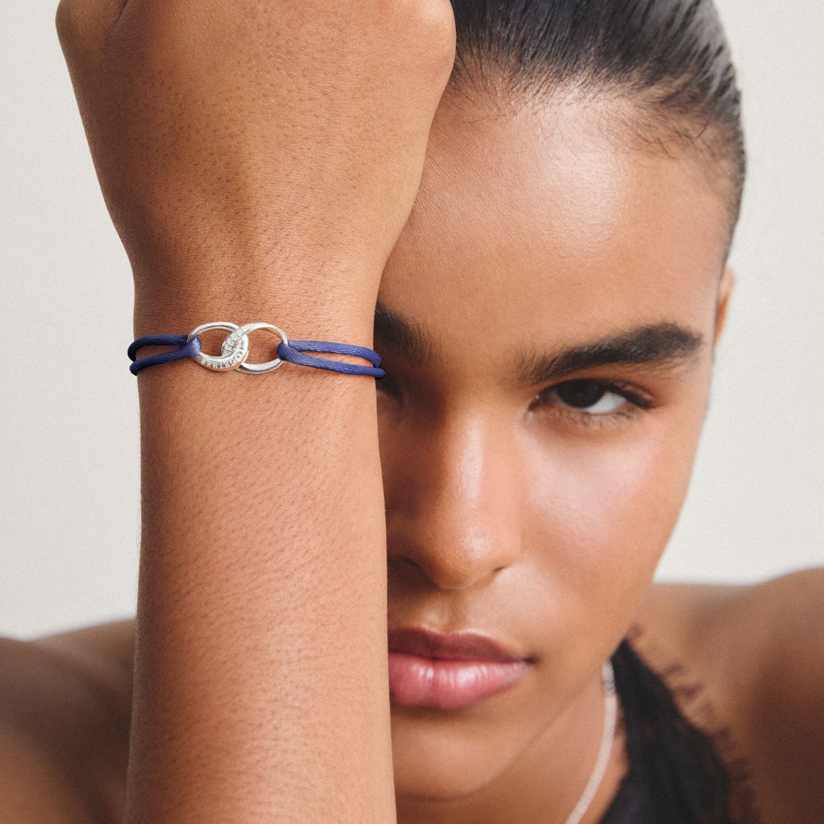 Thomas Sabo Textile bracelet Together dark blue with zirconia