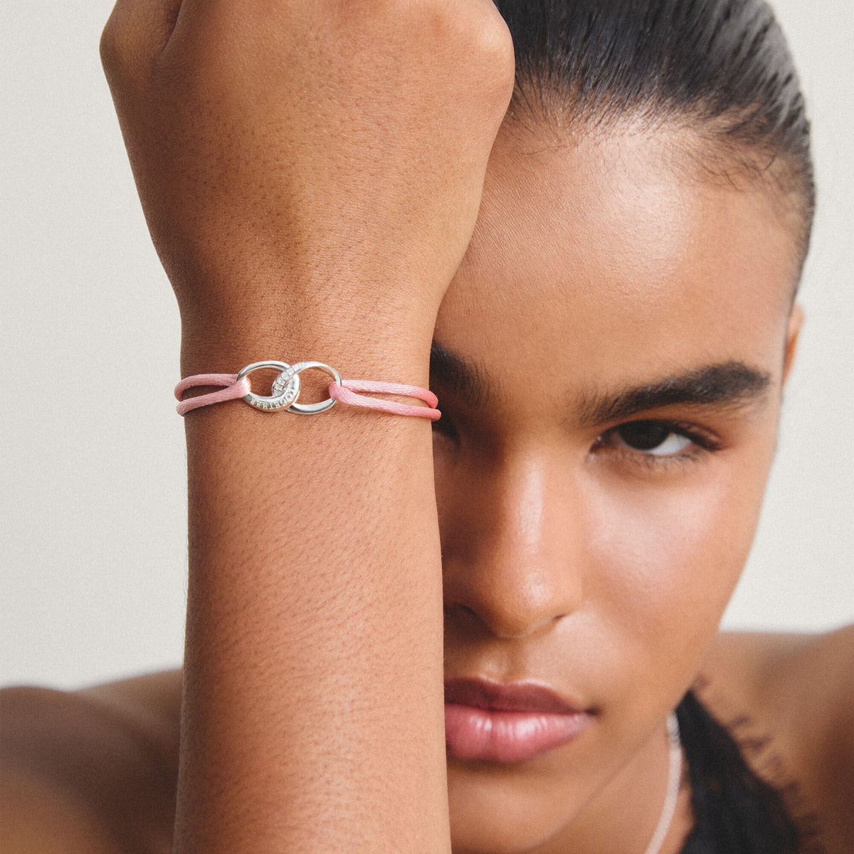 Thomas Sabo Textile bracelet Together pink with zirconia TA2236PI